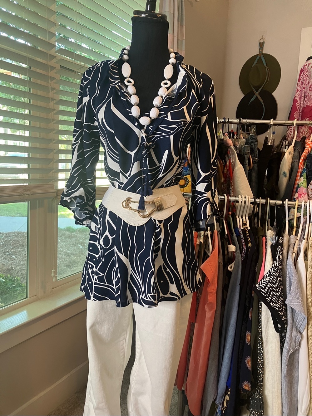 La Mer Luxe Navy & White Abstract Tunic
